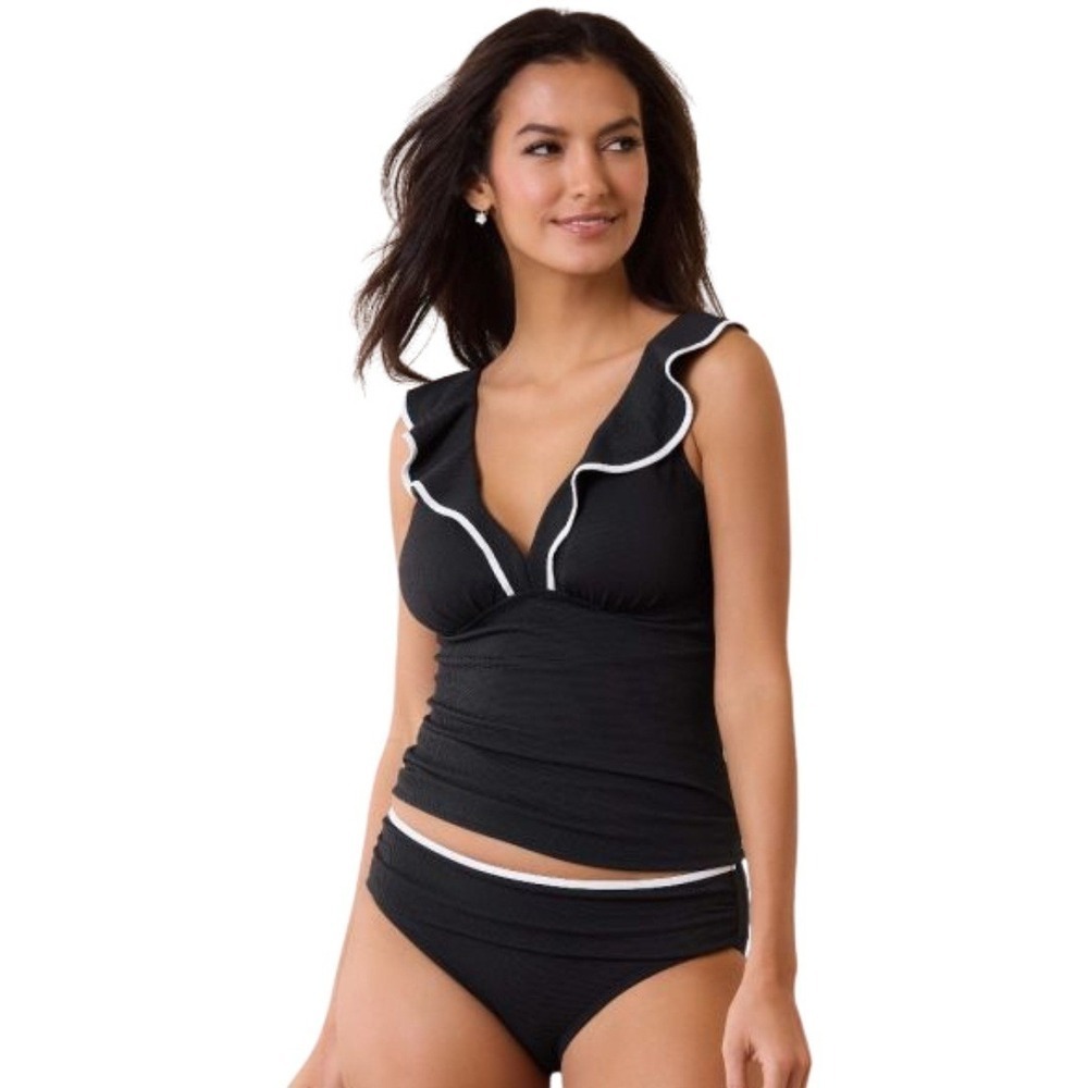 Tommy Bahama Island Cays Black White Textured Pique Bikini Swim Bottoms L NWOT